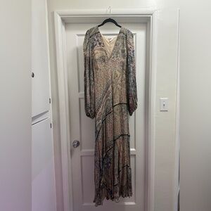 FREE PEOPLE | MAXI DRESS | BEIGE MULTI COLOR | SIZE 8